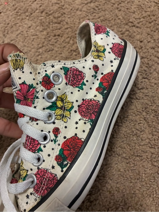 Converse Shoes - Converse White Floral Low-Top Sneakers with Pink, Red & Yellow Blooms